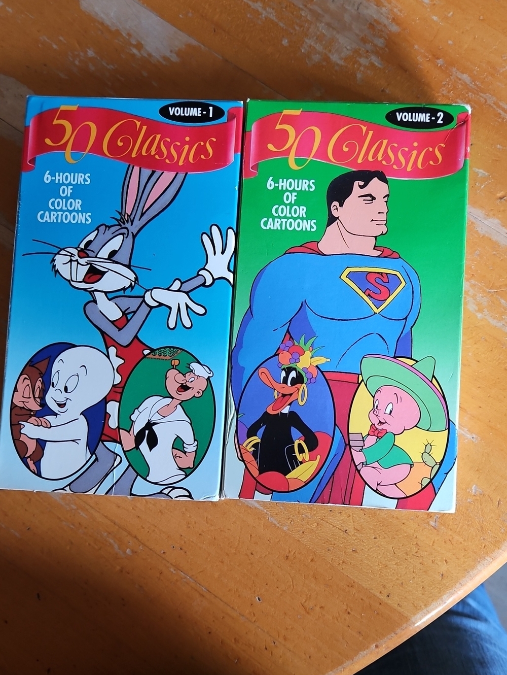 50 Classics Volume 1 & 2 Cartoon VHS Set - Blue & Green Covers
